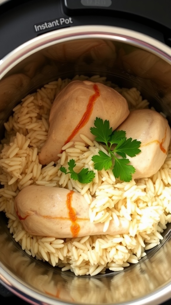 Instant Pot with chicken and rice